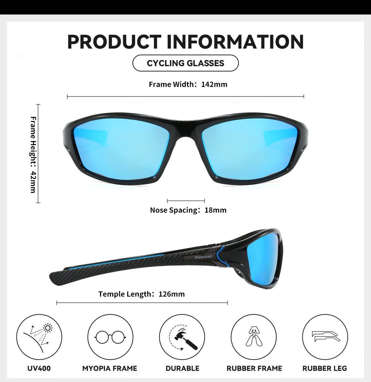 RUGGED 3-Pack Polarized UV400 Protection Sports Sunglasses - Image 8