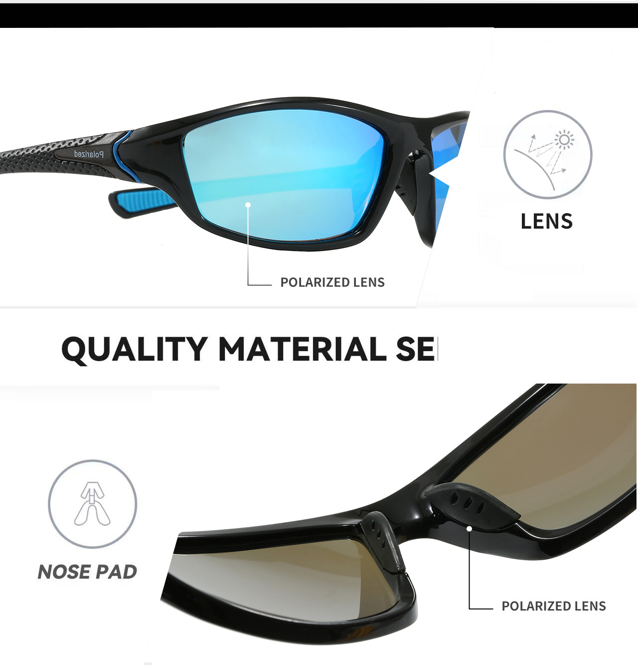 RUGGED 3-Pack Polarized UV400 Protection Sports Sunglasses - Image 6